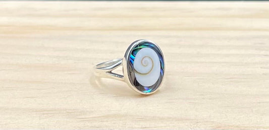 Bague Argent 925 Abalone-Oeil de Ste Lucie