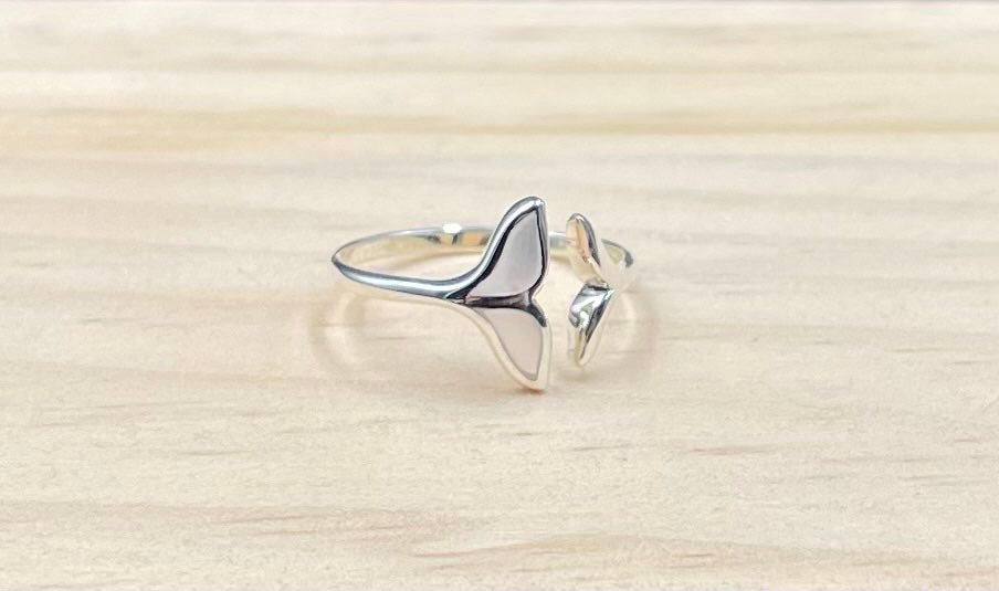 Bague Réglable Queue de Baleine Argent 925 Nacre