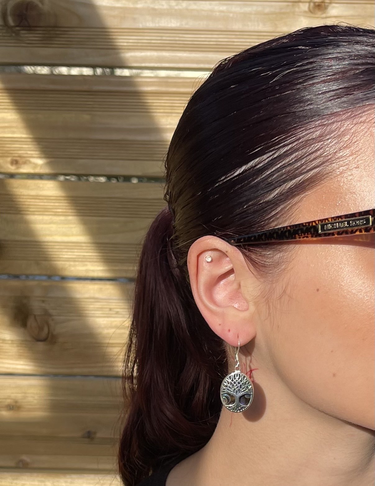 Boucles d'Oreilles Arbre de Vie Argent 925 Abalone