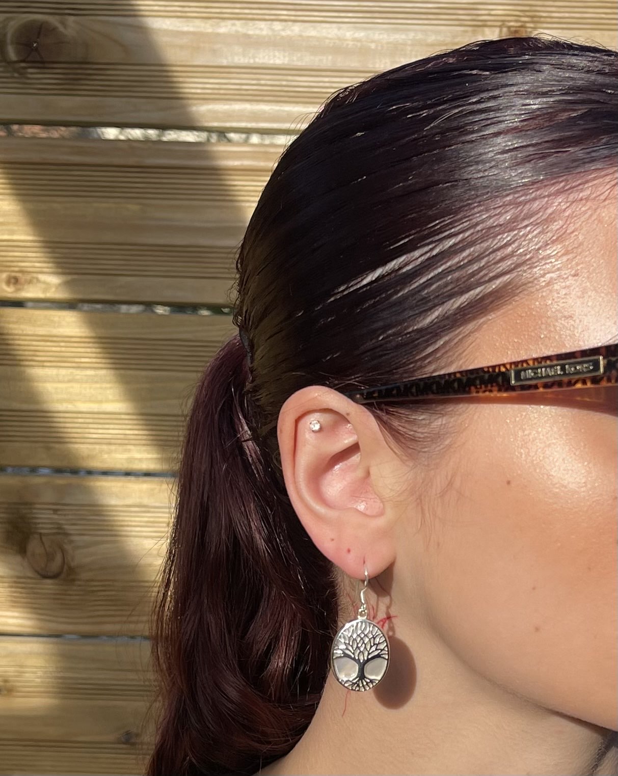 Boucles d'Oreilles Arbre de Vie Argent 925 Nacre