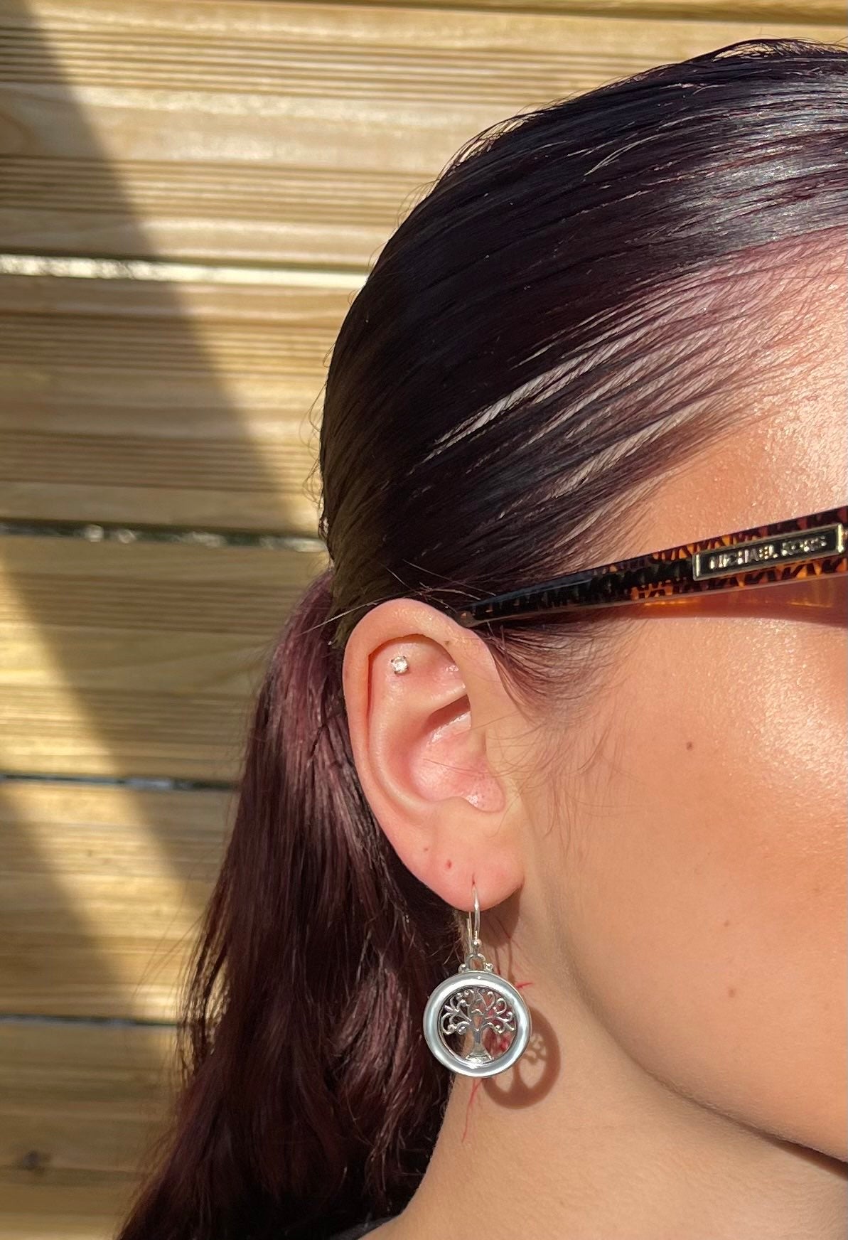 Boucles d'Oreilles Arbre de Vie Argent 925 Nacre
