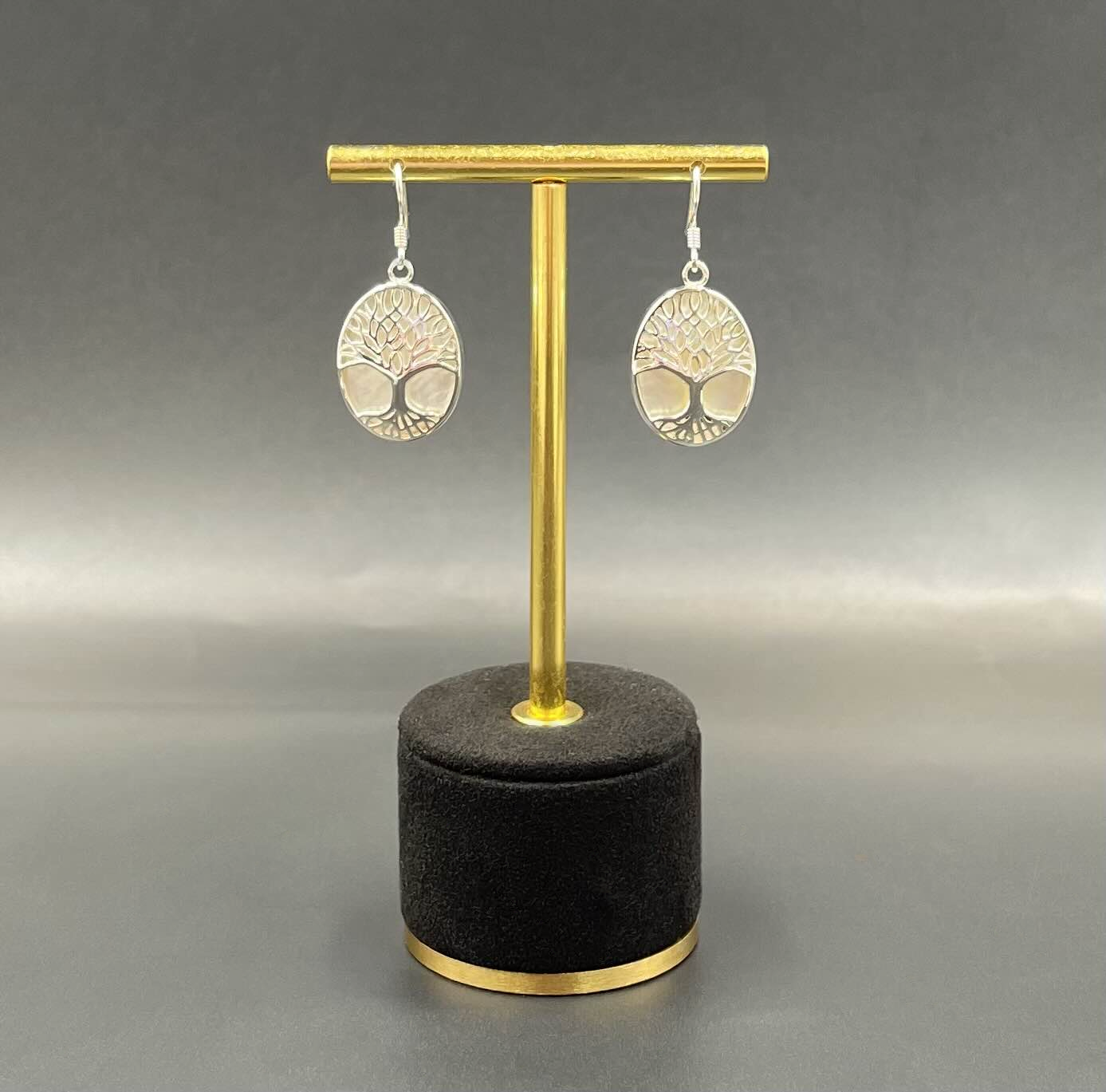 Boucles d'Oreilles Arbre de Vie Argent 925 Nacre
