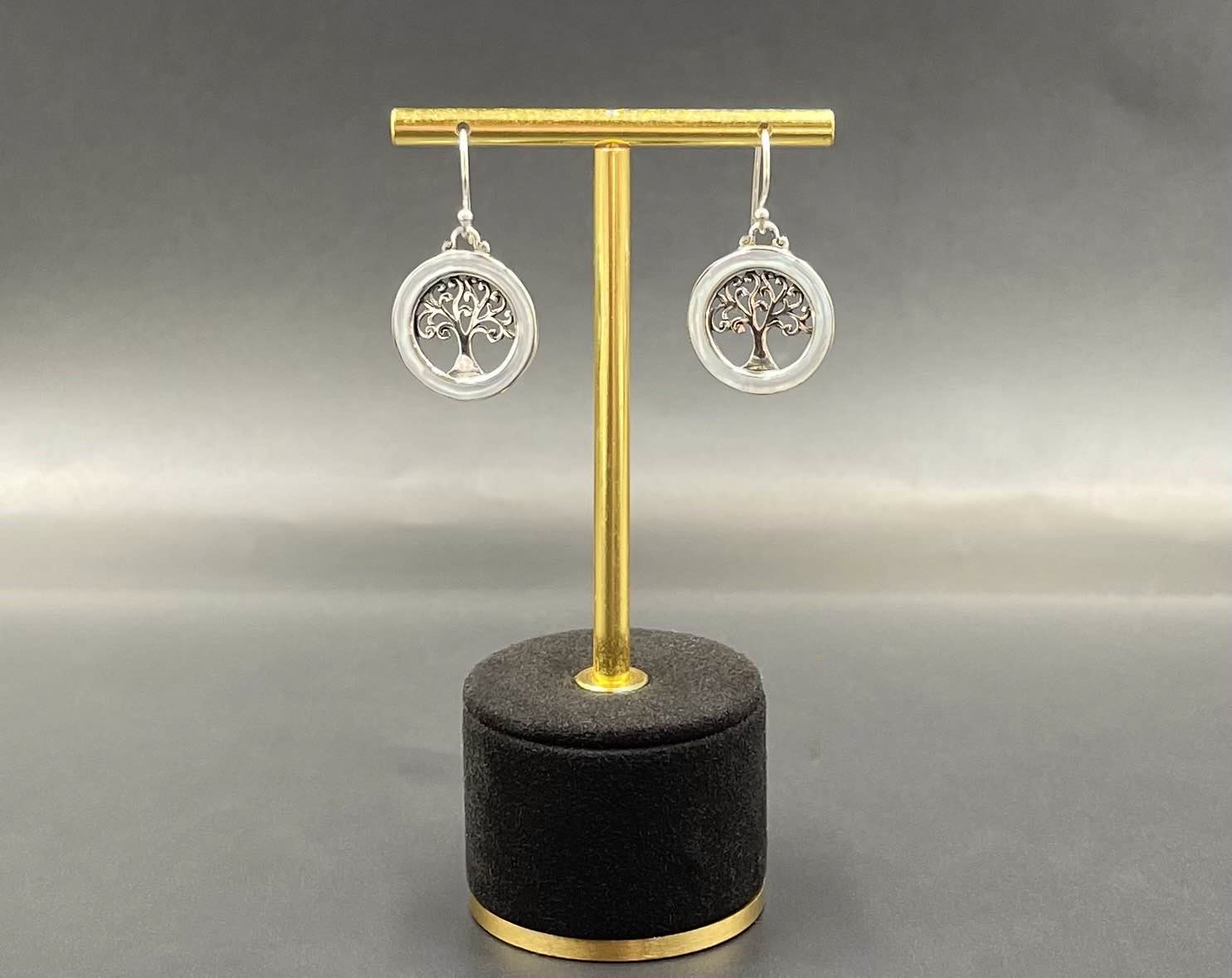 Boucles d'Oreilles Arbre de Vie Argent 925 Nacre