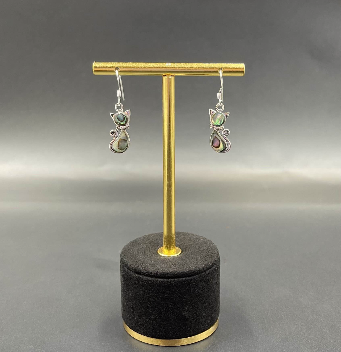 Boucles d'Oreilles Chat Argent 925 Abalone