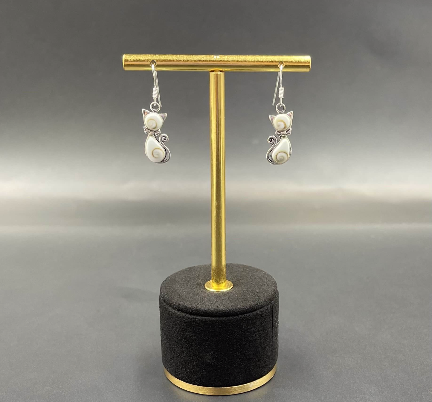 Boucles d'Oreilles Chat Argent 925 Oeil de Ste Lucie