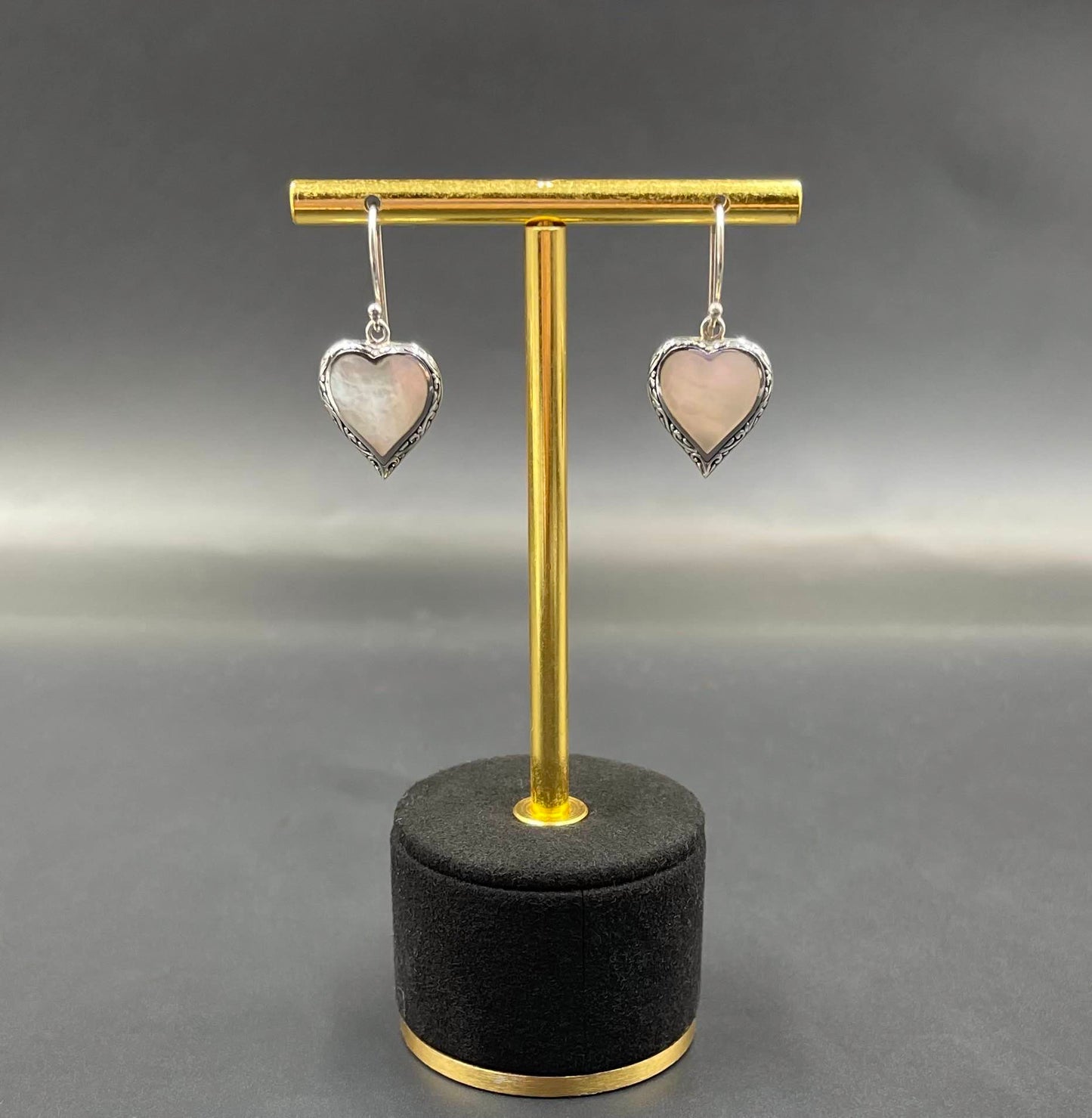 Boucles d'Oreilles Coeur Argent 925 Nacre