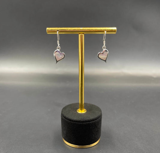 Boucles d'Oreilles Coeur Argent 925 Nacre