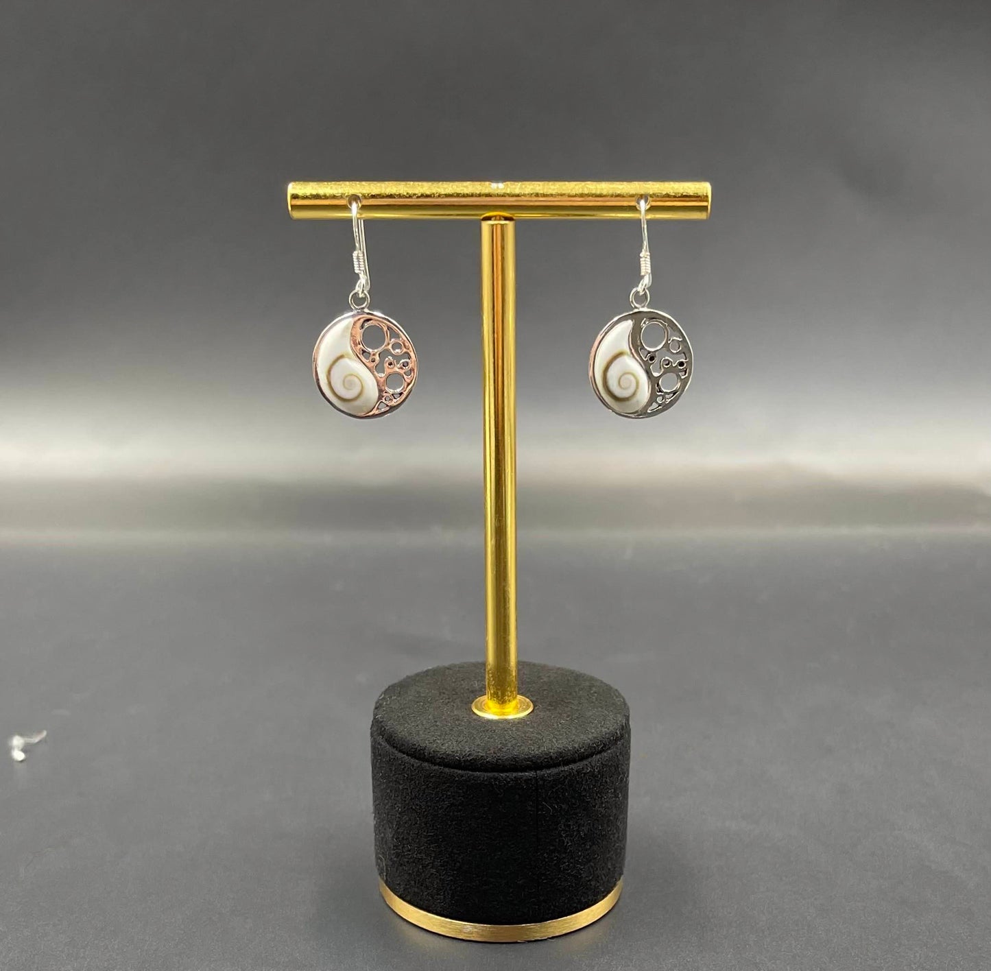 Boucles d'Oreilles Yin Yang Argent 925 Oeil de Ste Lucie