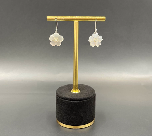 Boucles d'Oreilles Fleur Argent 925 Nacre