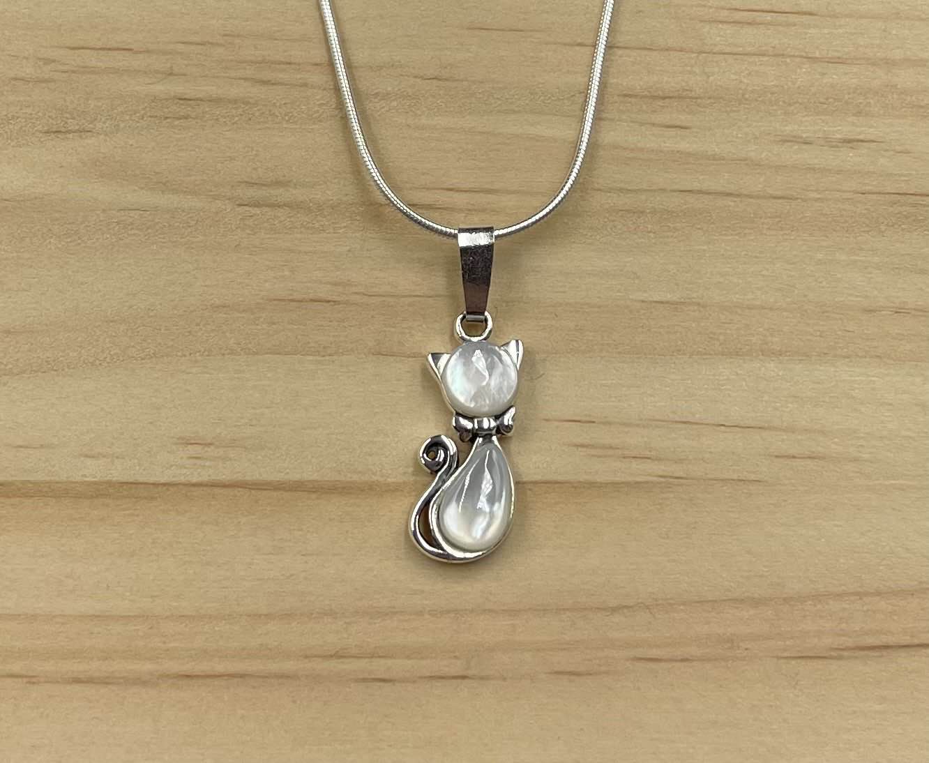Pendentif Chat Argent 925 Nacre