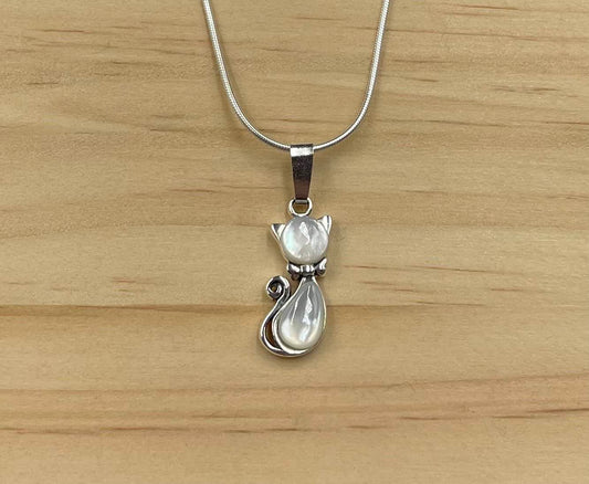Pendentif Chat Argent 925 Nacre