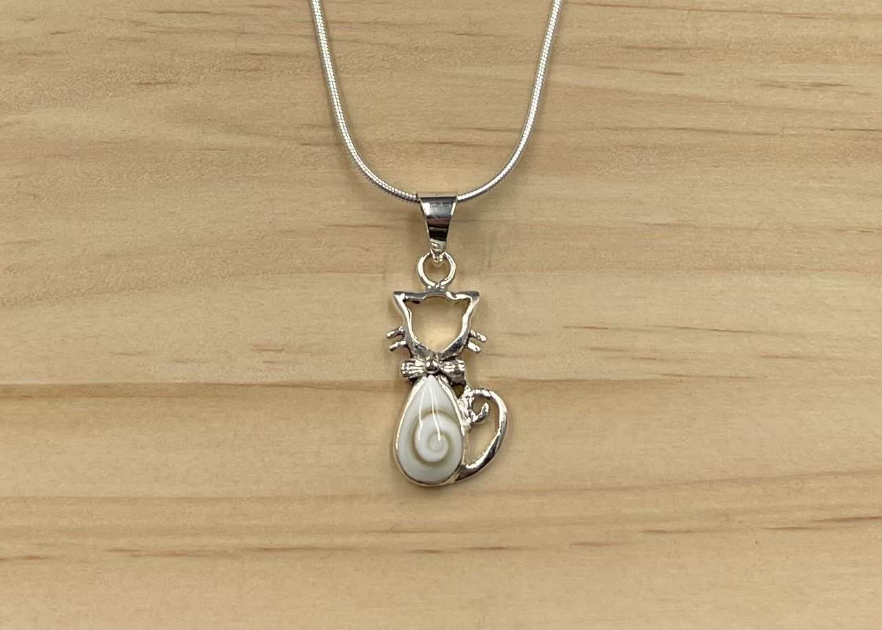 Pendentif Chat Argent 925 Oeil de Ste Lucie