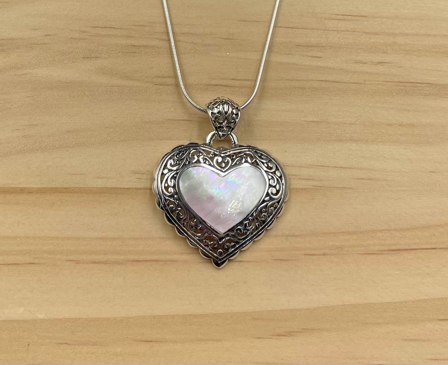 Pendentif Coeur Argent 925 Nacre