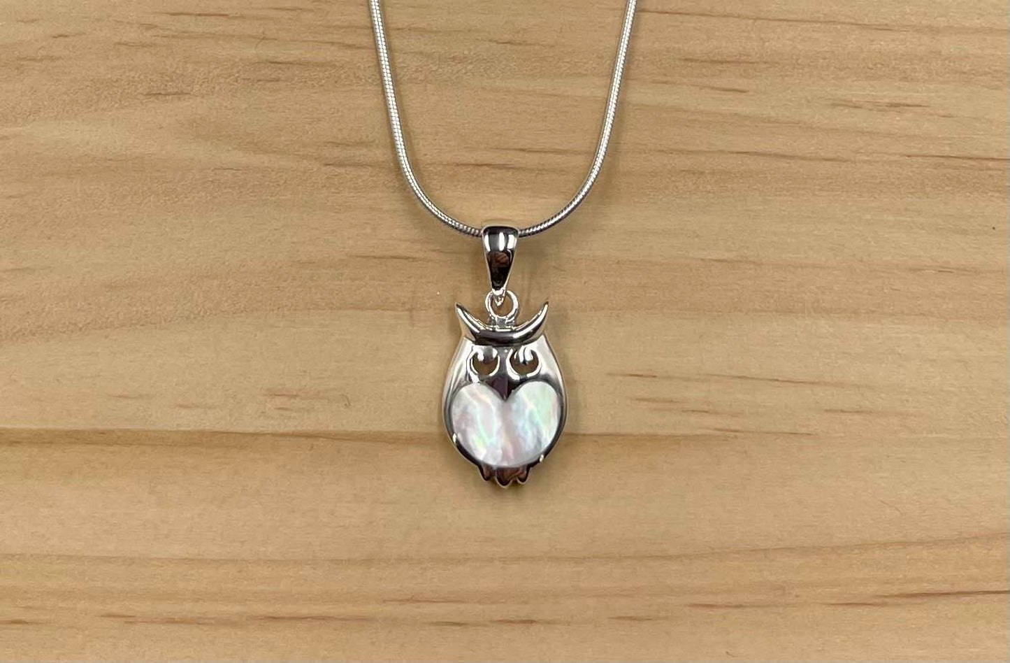 Pendentif Hibou Argent 925 Nacre