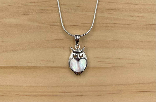 Pendentif Hibou Argent 925 Nacre