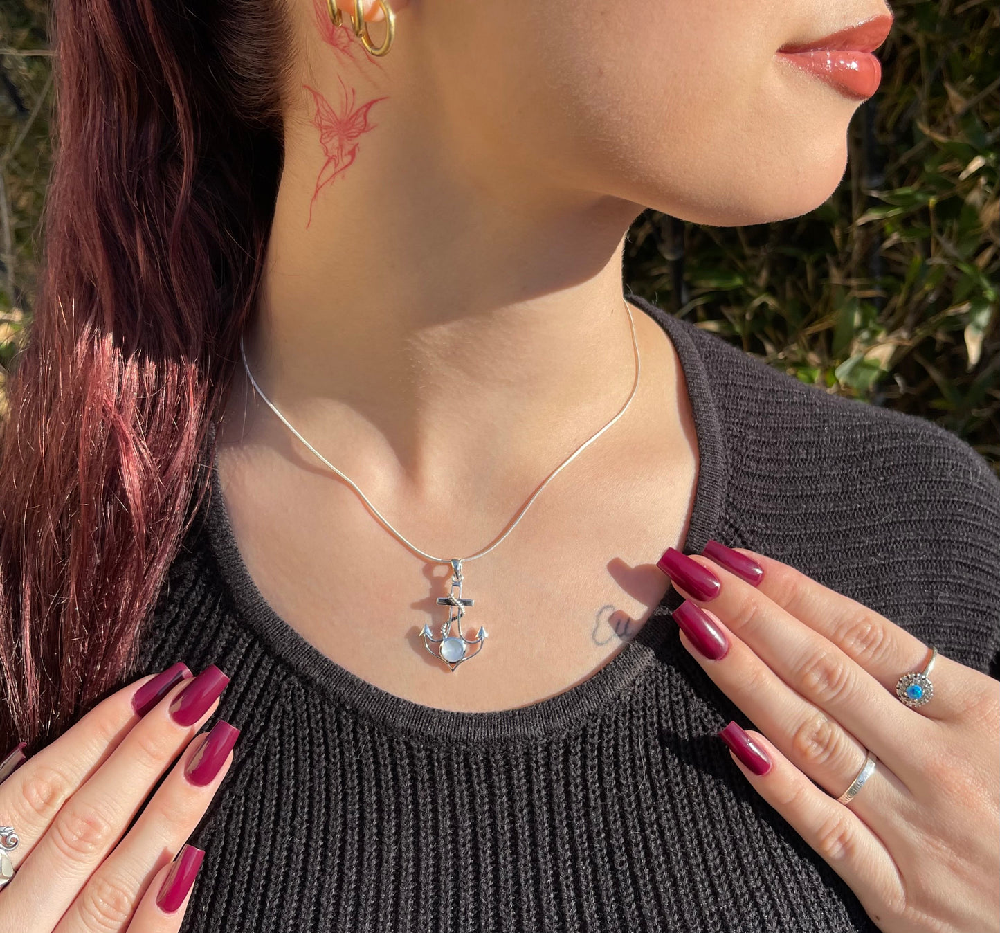Pendentif Ancre Argent 925 Nacre