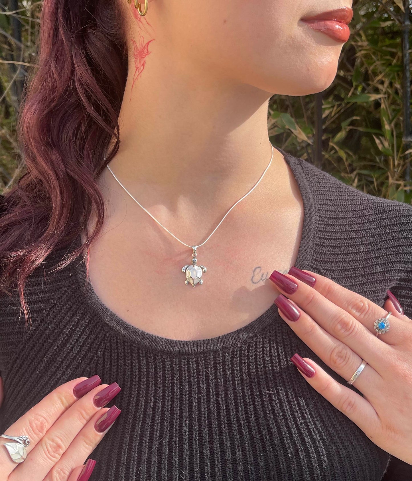 Pendentif Tortue Argent 925 Nacre