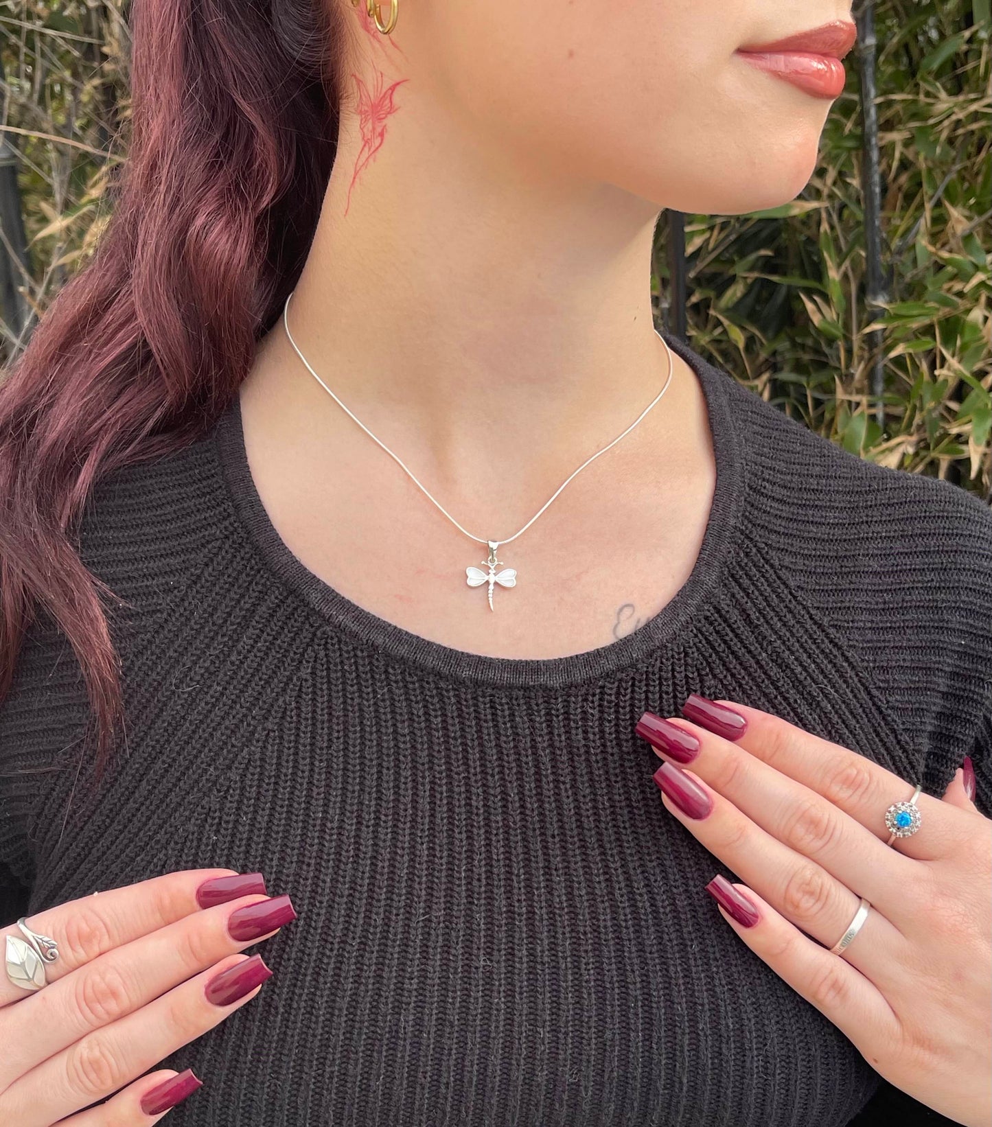 Pendentif Libellule Argent 925 Nacre