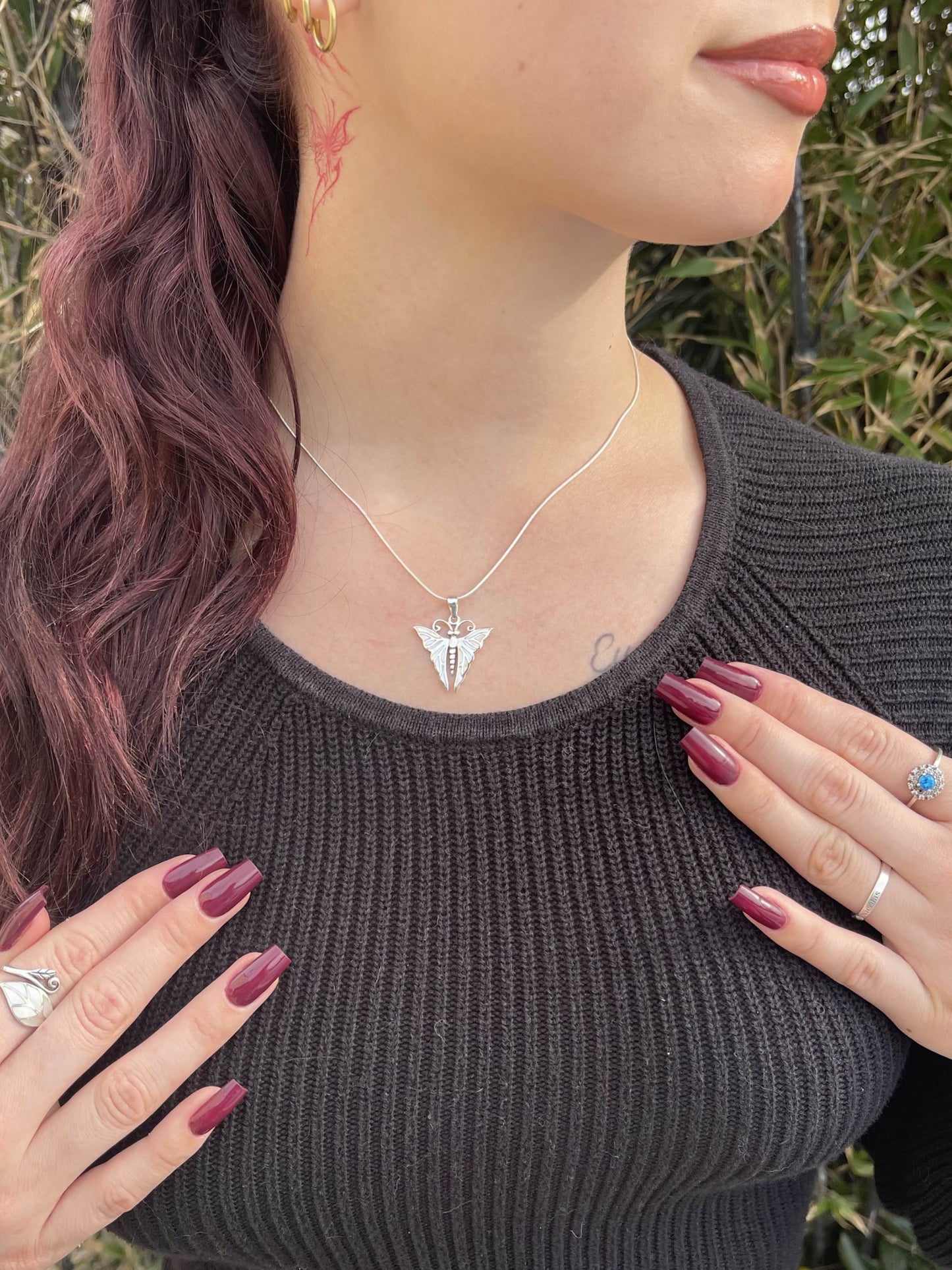 Pendentif Papillon Argent 925 Nacre