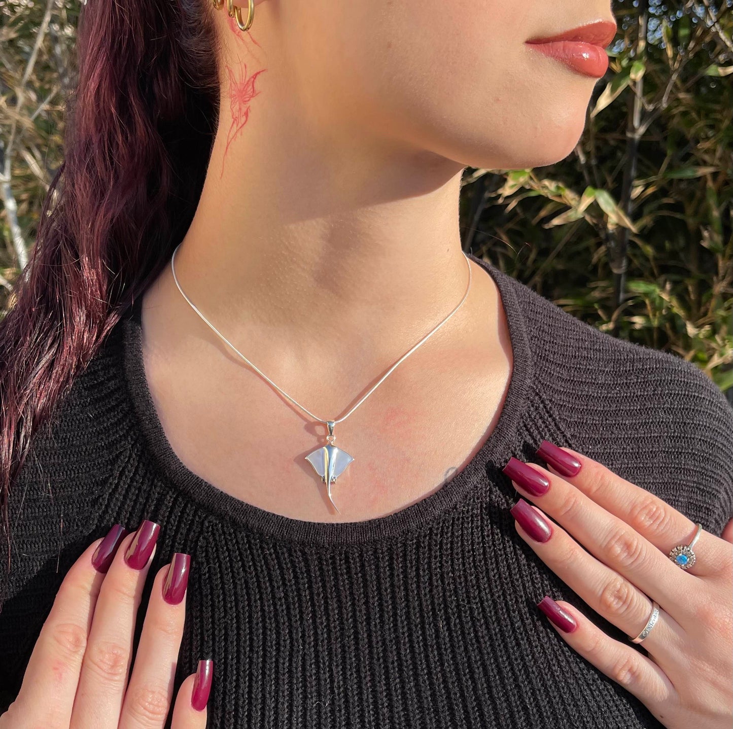 Pendentif Raie Argent 925 Nacre