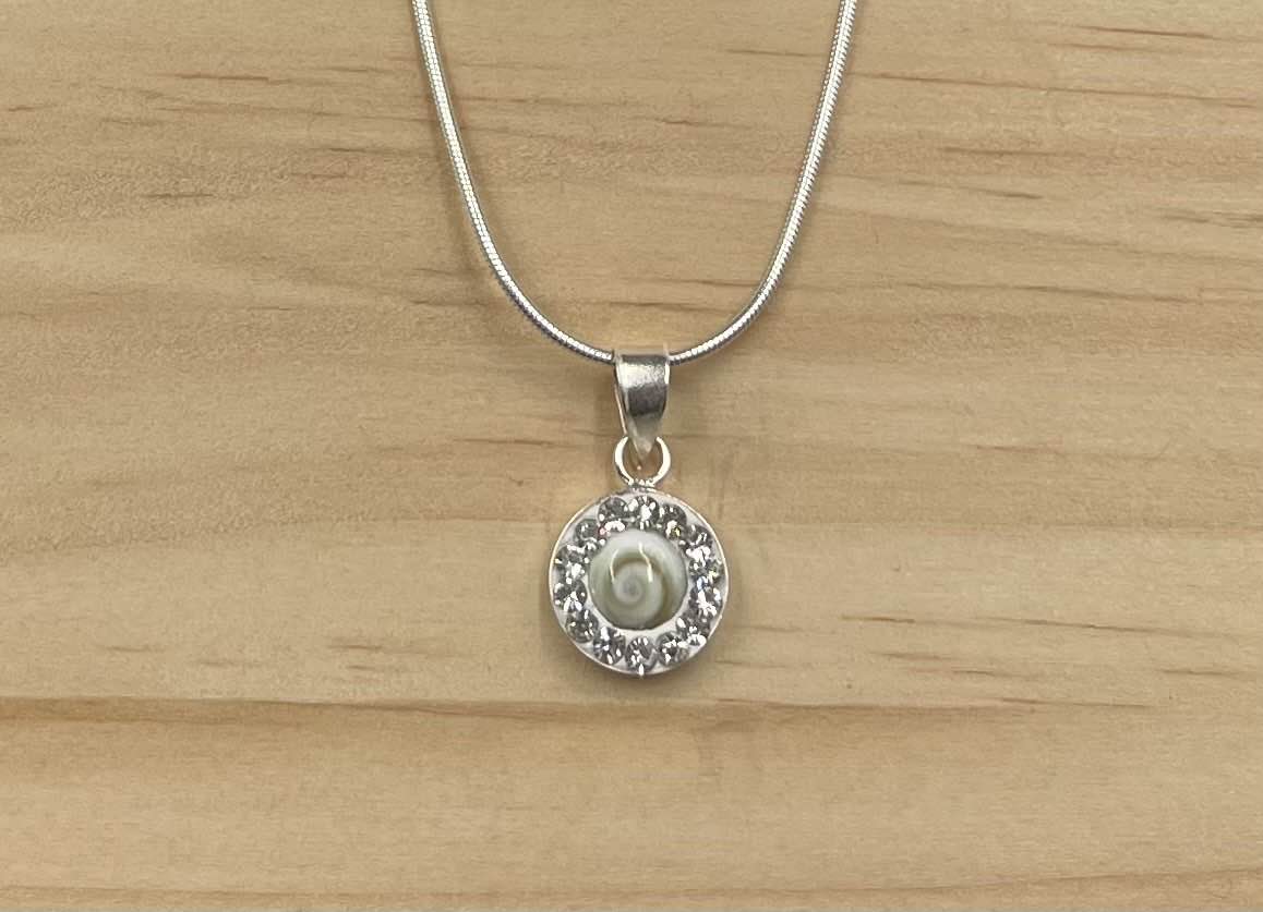 Pendentif Argent 925 Oeil de Ste Lucie - Strass Swarovski