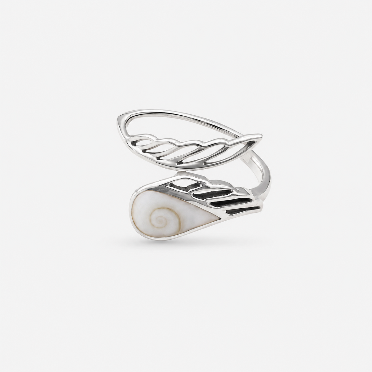 Bague réglable aile d’ange en argent 925 et Œil de Sainte-Lucie naturel