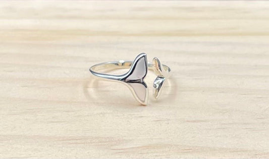 Bague Réglable Queue de Baleine Argent 925 Nacre
