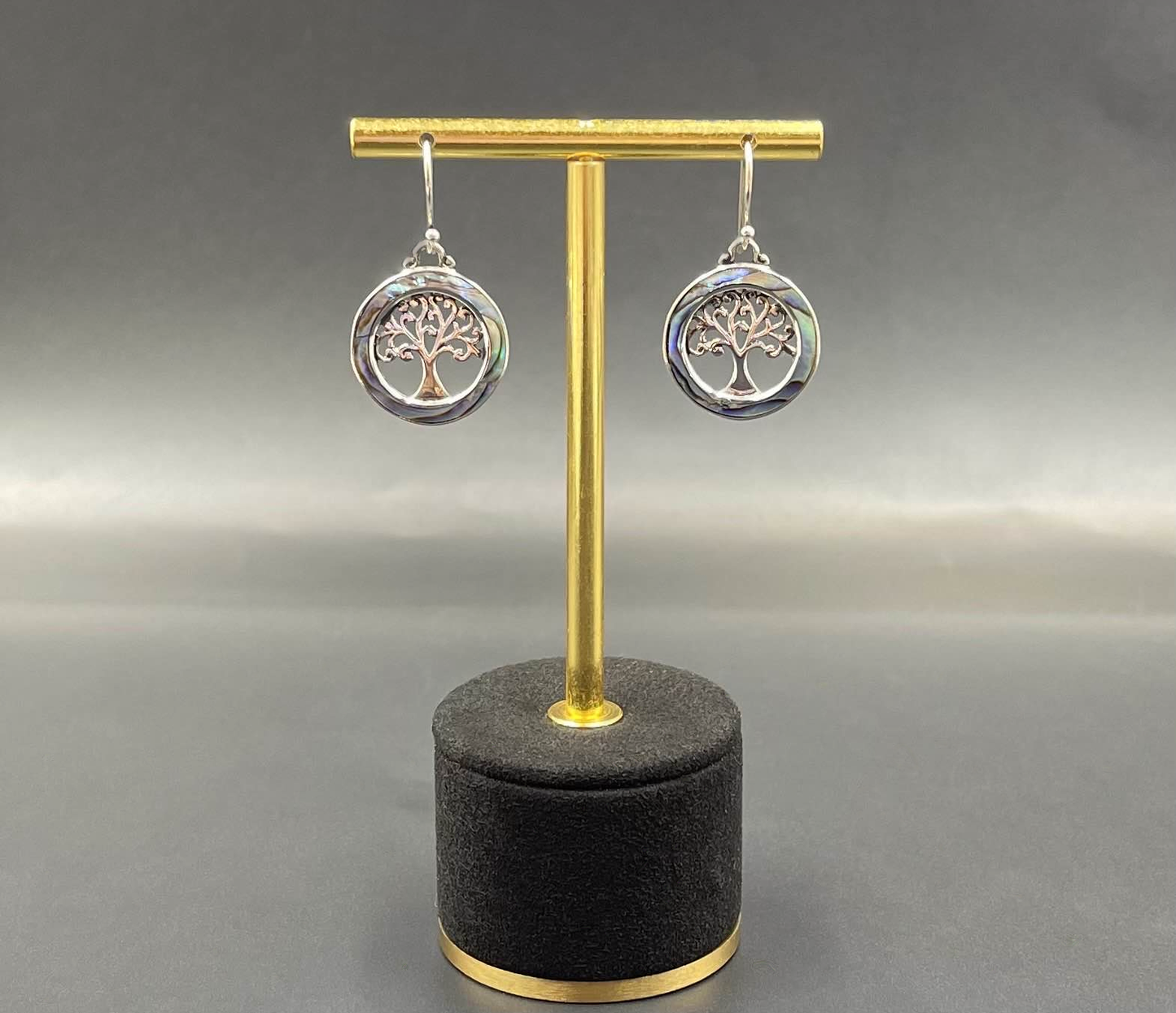 Boucles d'Oreilles Arbre de Vie Argent 925 Abalone