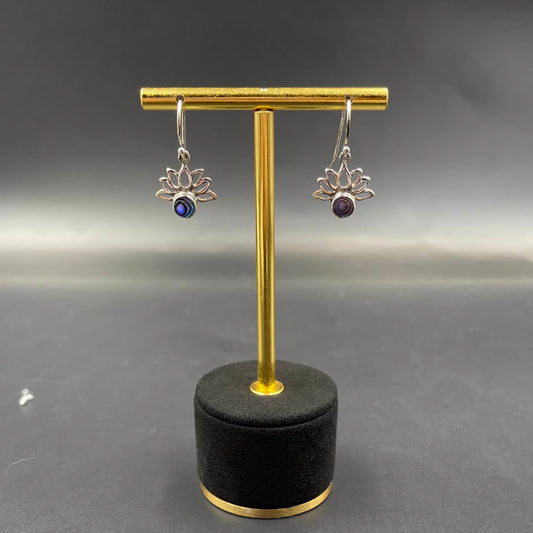 Boucles d'Oreilles Fleur de Lotus Argent 925 Abalone