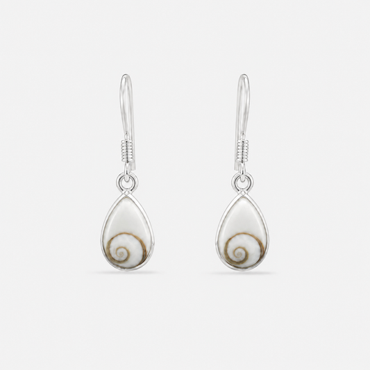 Boucles d'Oreilles Goutte recto en Argent 925 et Œil de Sainte-Lucie naturel sur fond gris clair