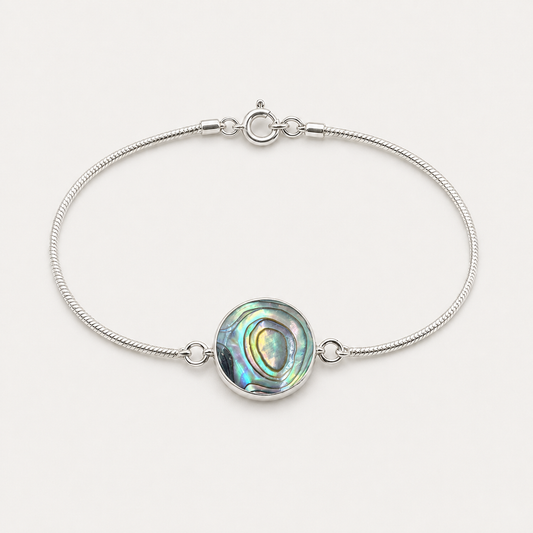 Bracelet Arbre de Vie argent 925 et abalone naturelle – face abalone