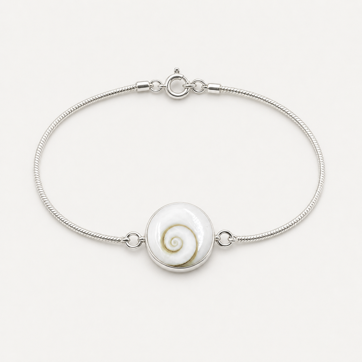 Bracelet Arbre de Vie argent 925 et Œil de Sainte-Lucie naturel – face coquillage