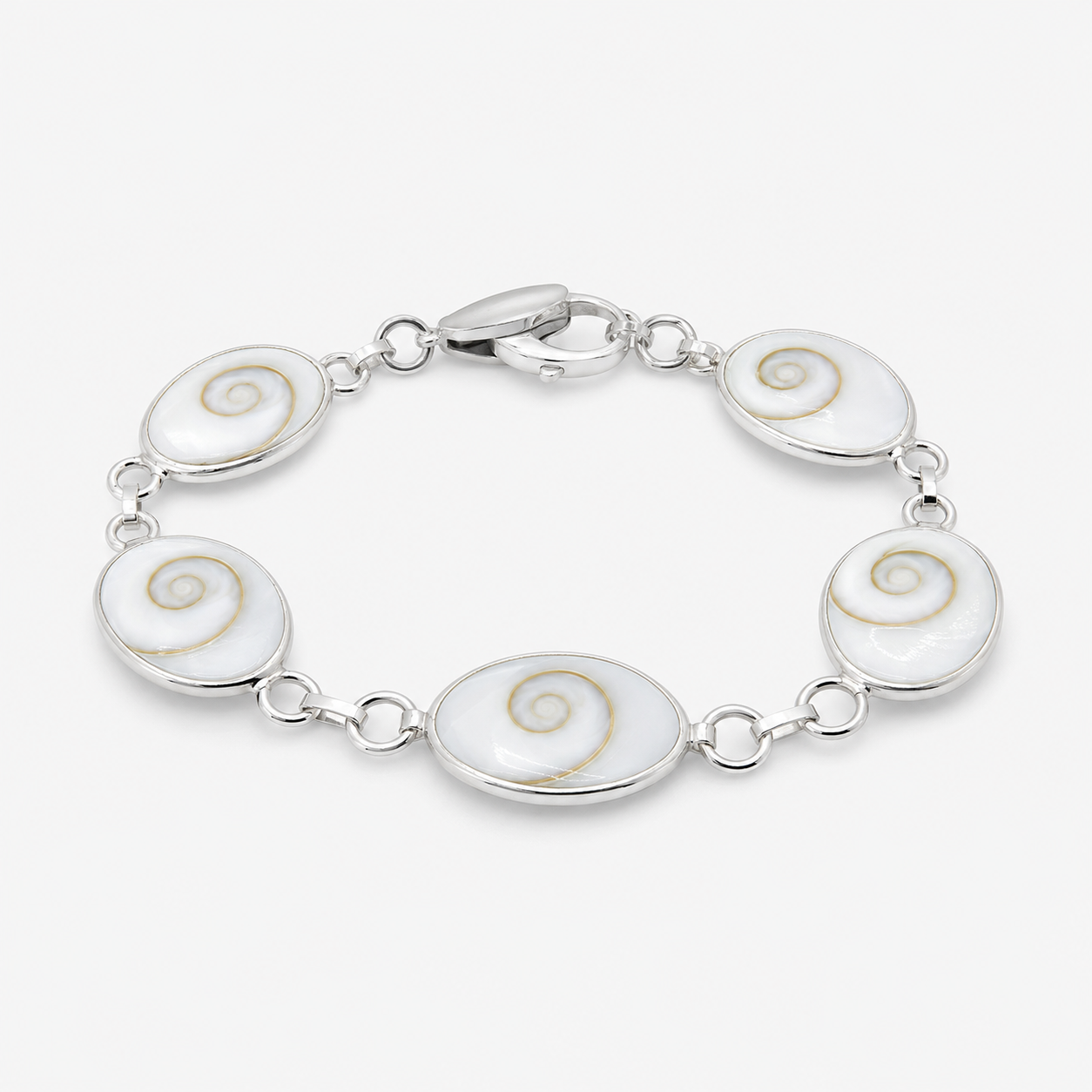 Bracelet en argent 925 avec cinq Œils de Sainte-Lucie naturels, côté spirales