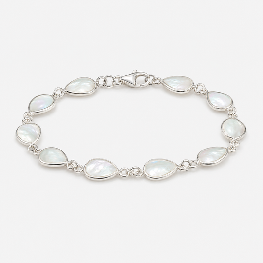 Bracelet complet en argent 925 avec gouttes de nacre naturelle tout autour