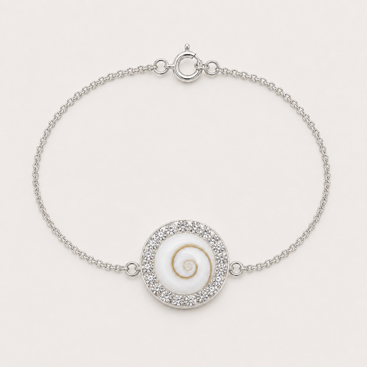 Bracelet argent 925 grand médaillon Œil de Sainte-Lucie et strass Swarovski