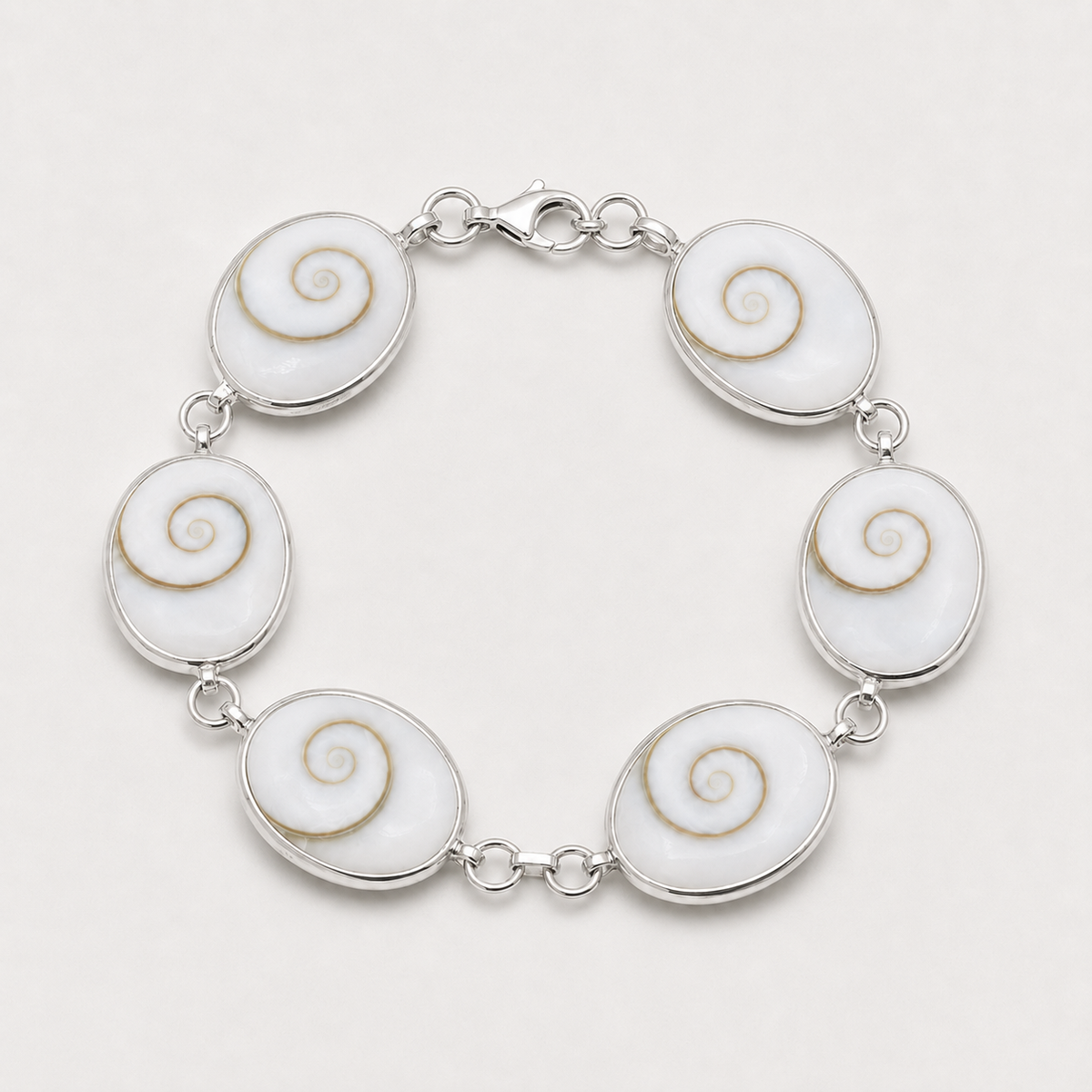 Bracelet argent 925 grands médaillons ovales Œil de Sainte-Lucie naturel – recto