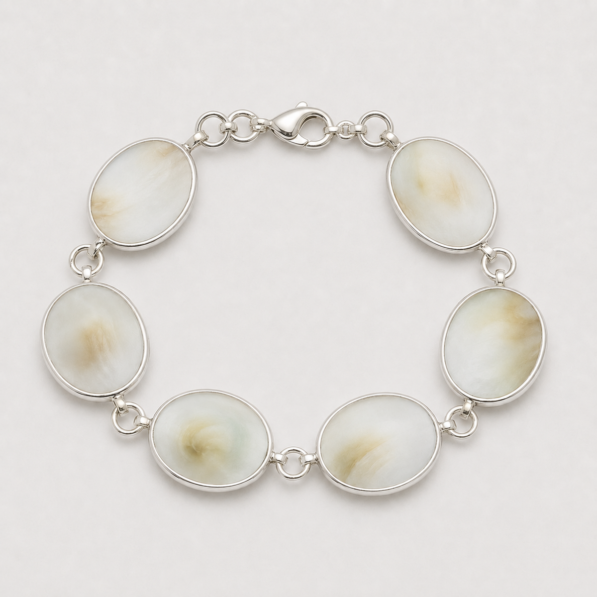 Bracelet argent 925 grands médaillons ovales Œil de Sainte-Lucie naturel – verso