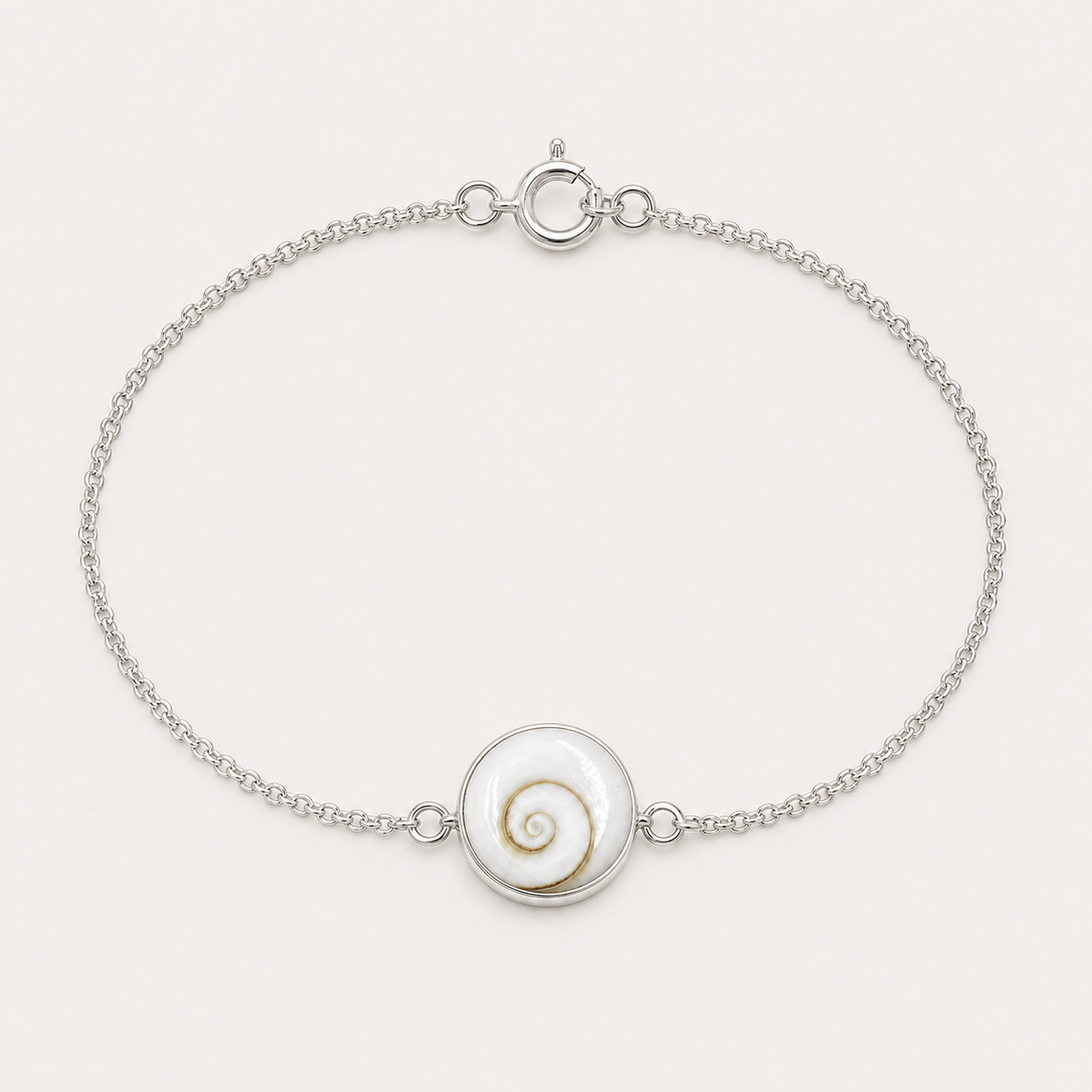 Bracelet argent 925 avec médaillon rond Œil de Sainte-Lucie naturel
