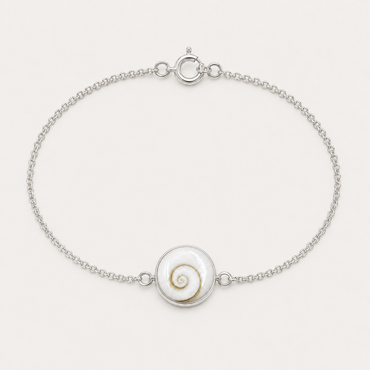 Bracelet argent 925 avec médaillon rond Œil de Sainte-Lucie naturel
