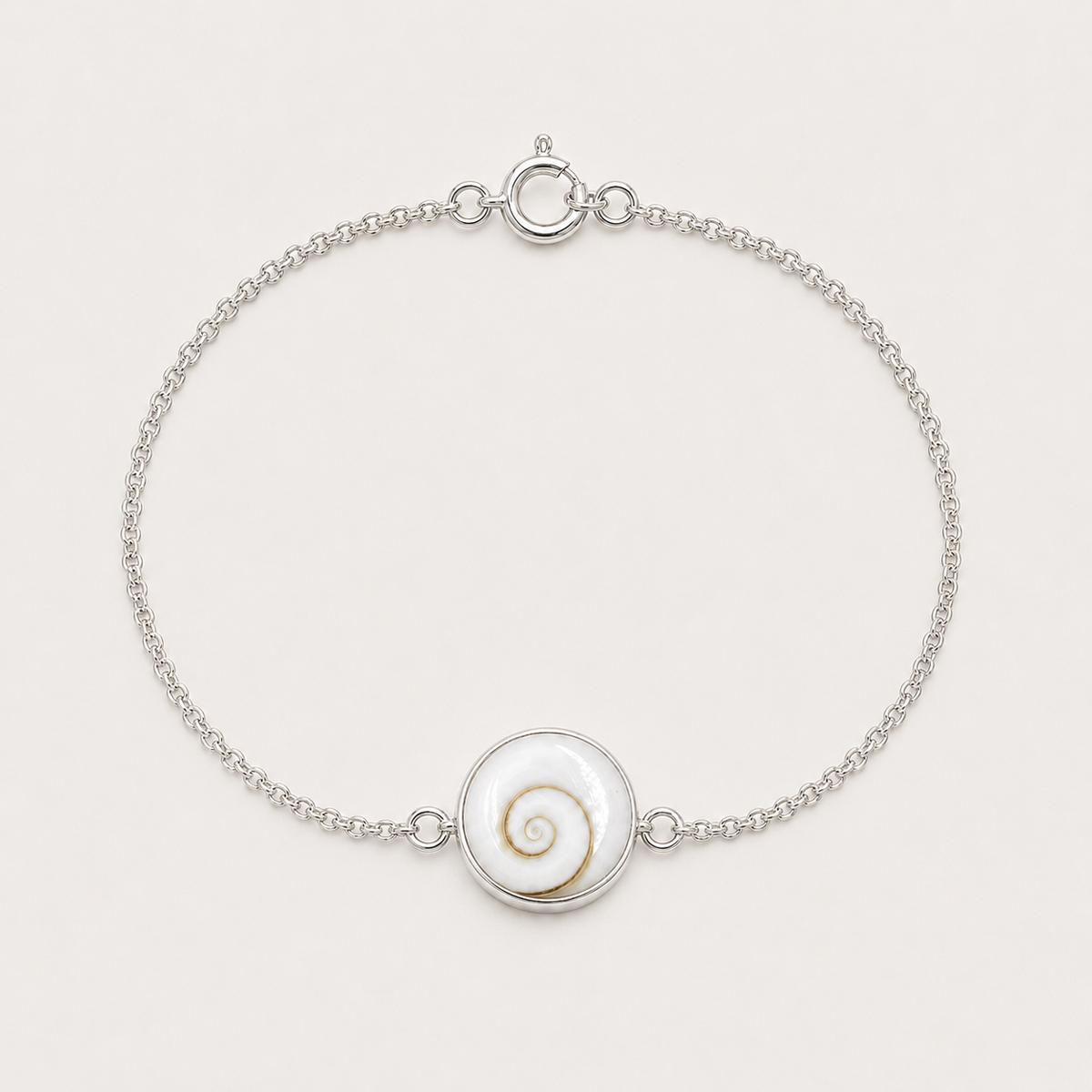 Bracelet argent 925 médaillon rond recto verso Œil de Sainte-Lucie – face spirale