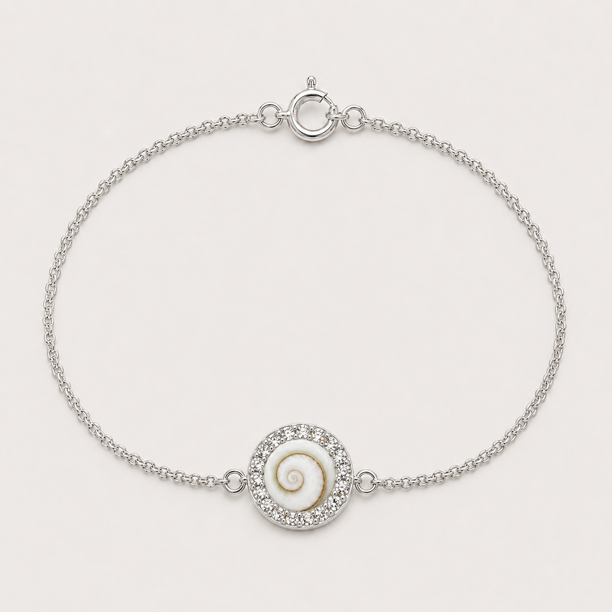 Bracelet argent 925 médaillon rond Œil de Sainte-Lucie et strass Swarovski