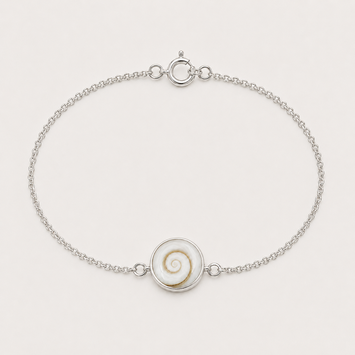 Bracelet argent 925 petit médaillon recto verso Œil de Sainte-Lucie – face spirale