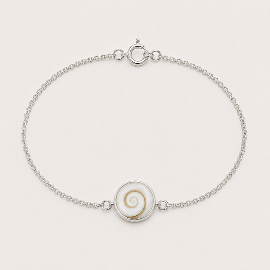 Bracelet argent 925 petit médaillon recto verso Œil de Sainte-Lucie – face spirale
