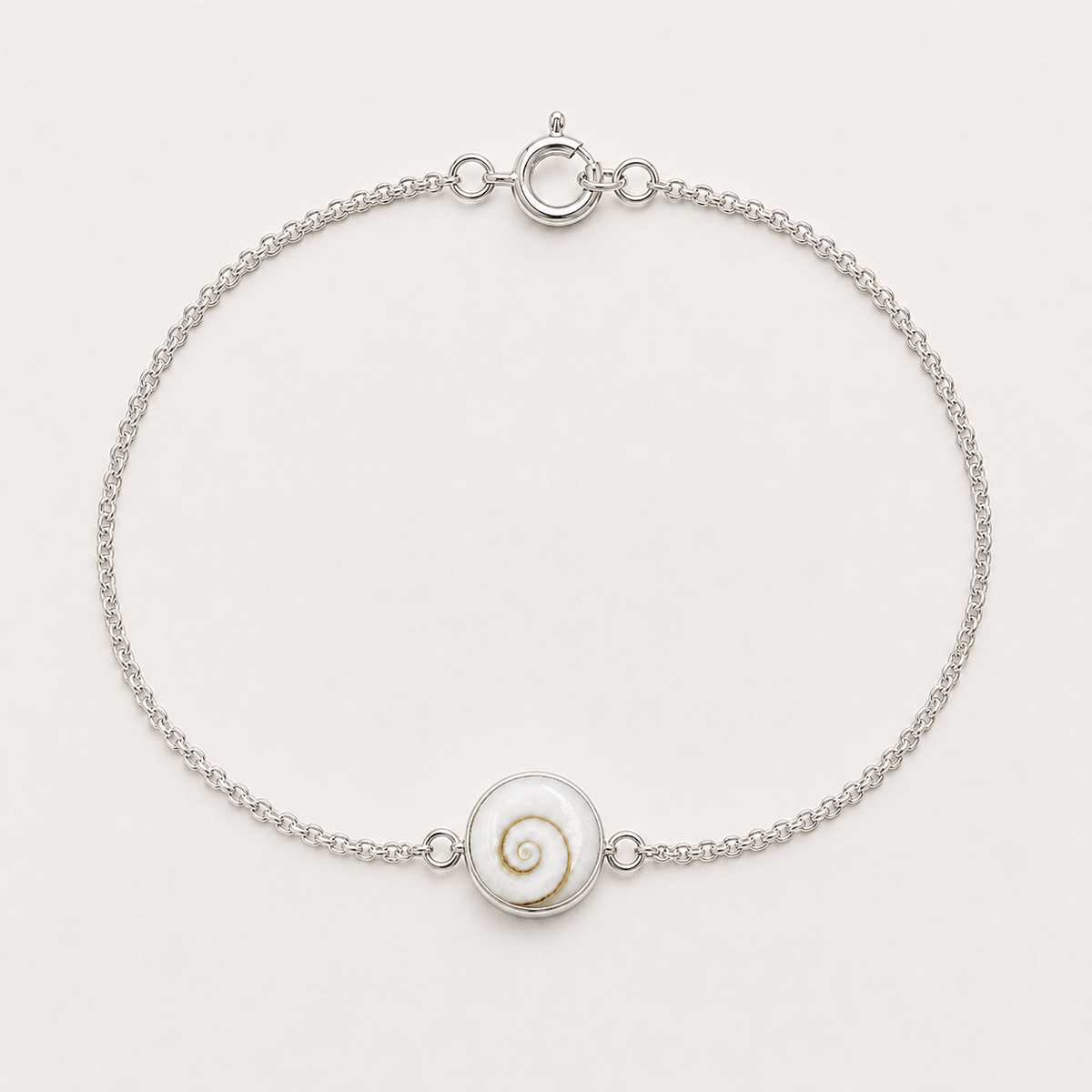Bracelet argent 925 avec petit médaillon rond Œil de Sainte-Lucie naturel