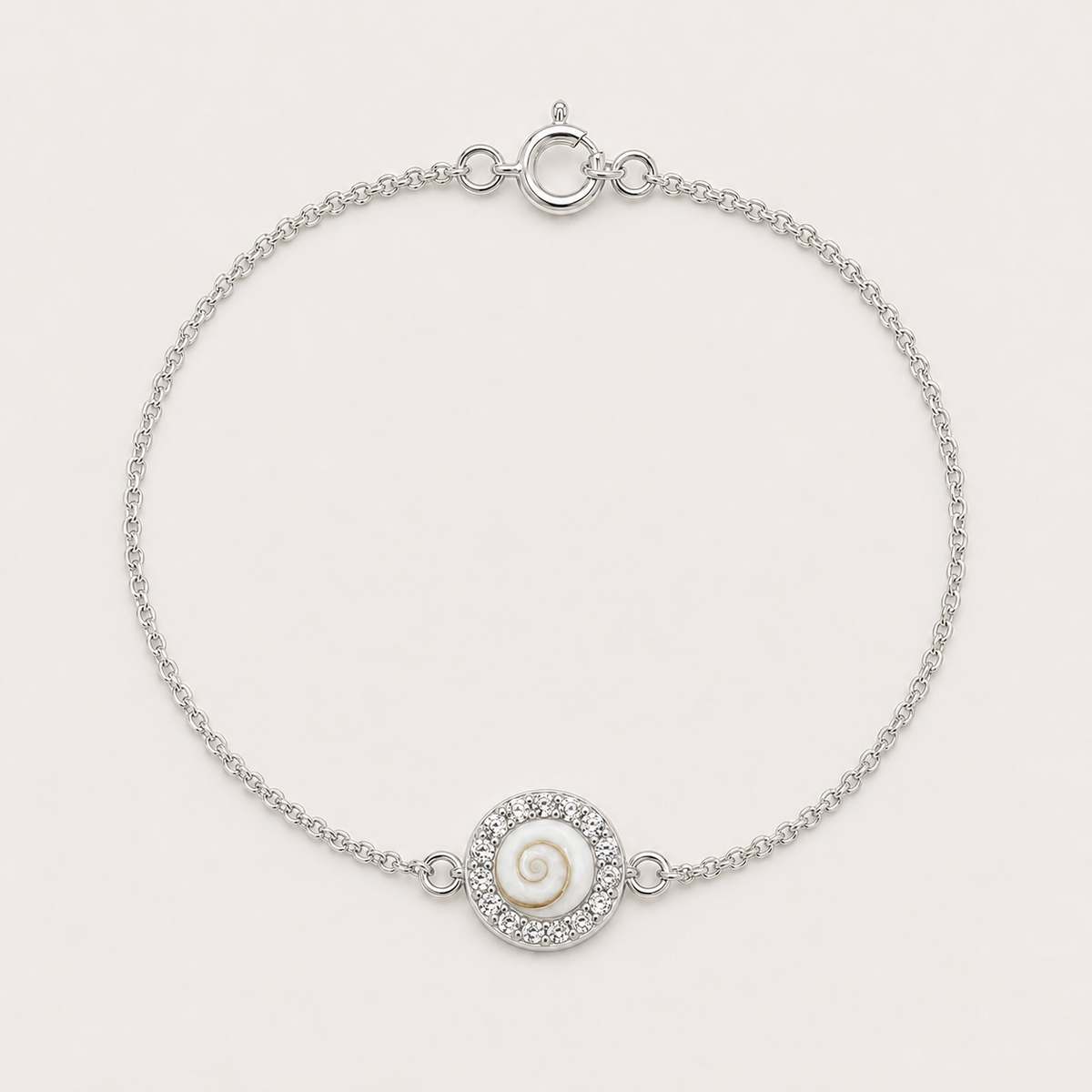 Bracelet argent 925 petit médaillon Œil de Sainte-Lucie entouré de strass Swarovski