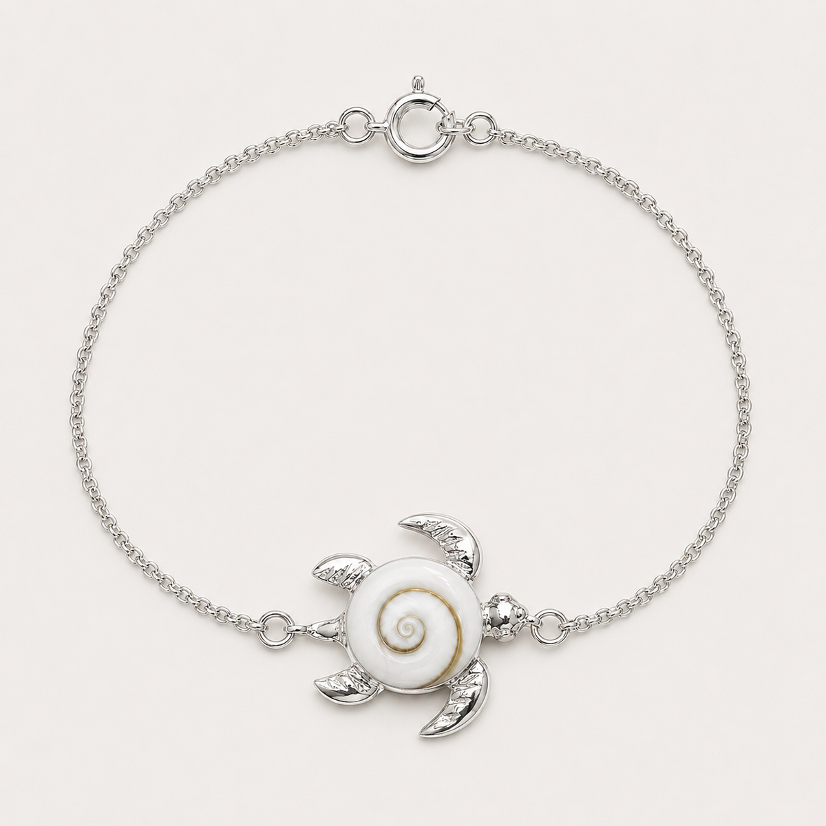 Bracelet grande tortue argent 925 et Œil de Sainte-Lucie naturel