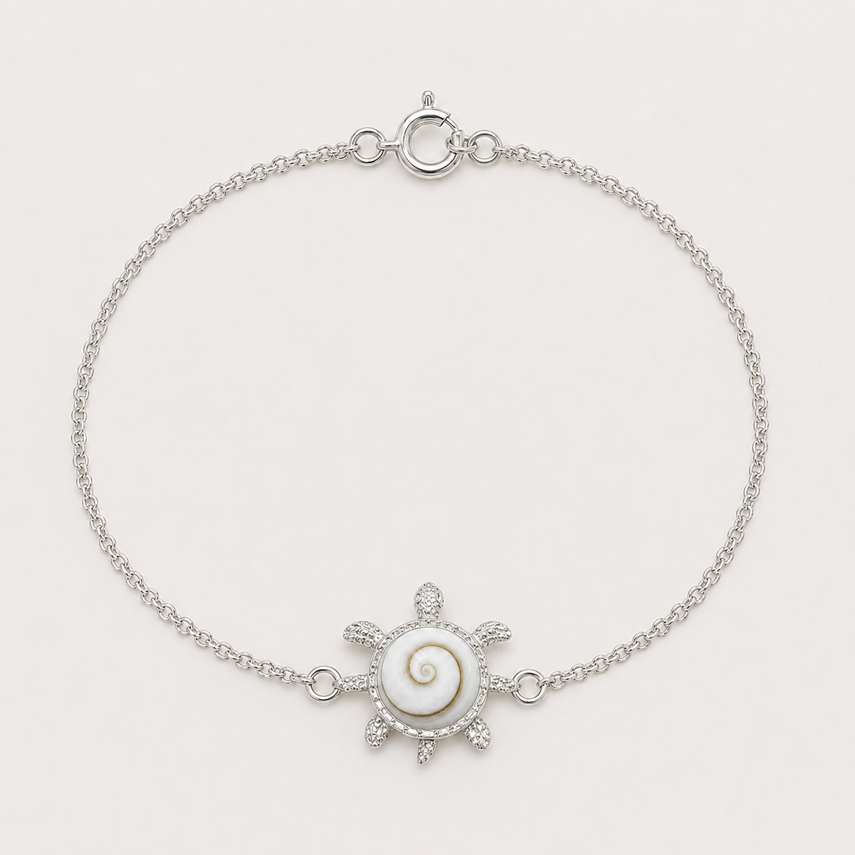Bracelet tortue modèle moyen en argent 925 et Œil de Sainte-Lucie naturel