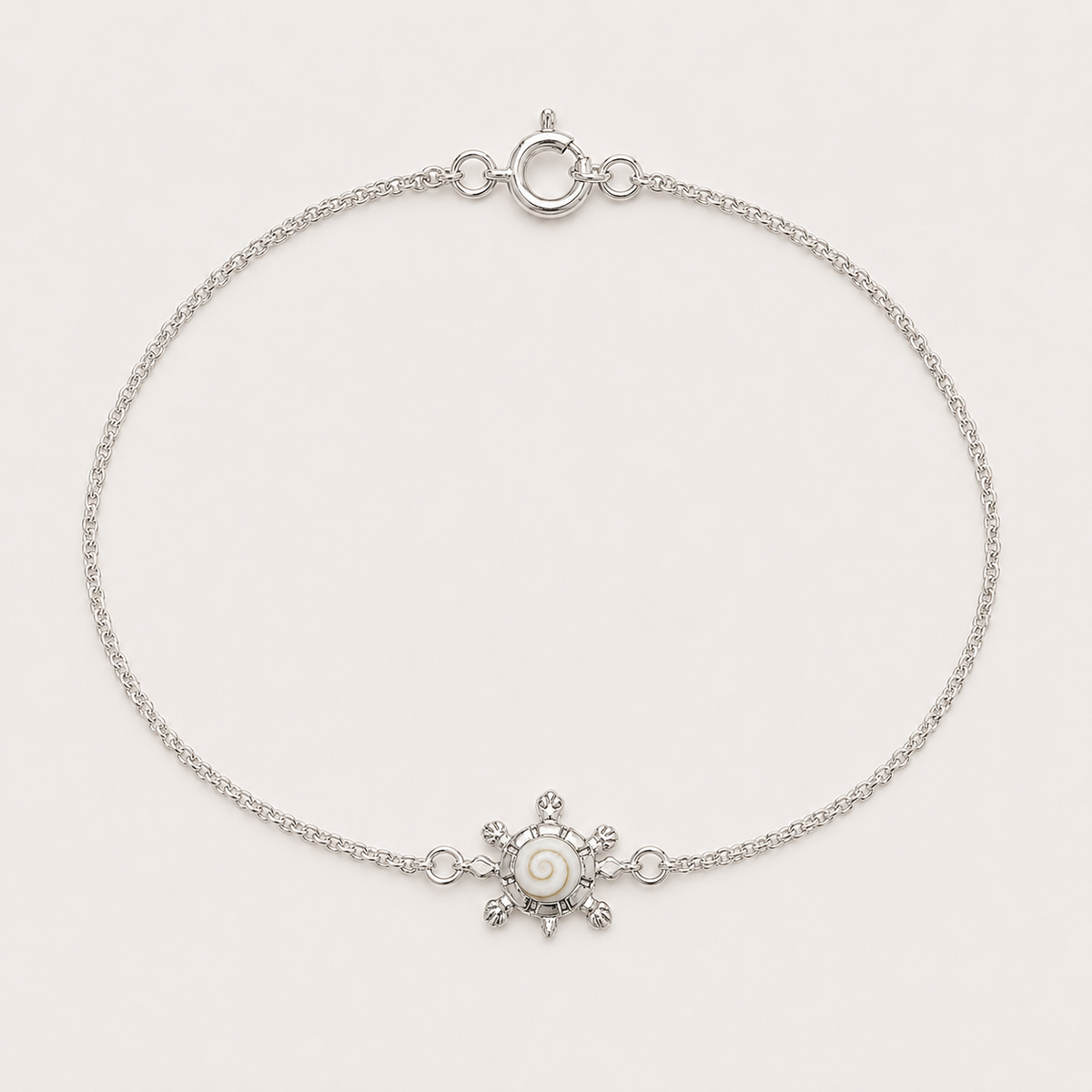 Bracelet petite tortue argent 925 et Œil de Sainte-Lucie naturel