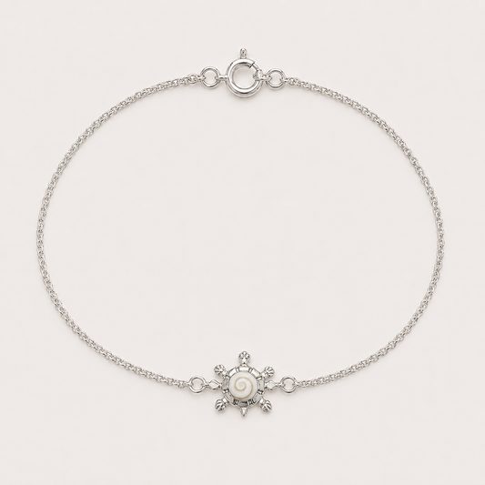 Bracelet petite tortue argent 925 et Œil de Sainte-Lucie naturel