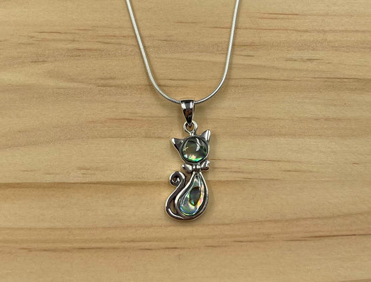 Pendentif Chat Argent 925 Abalone